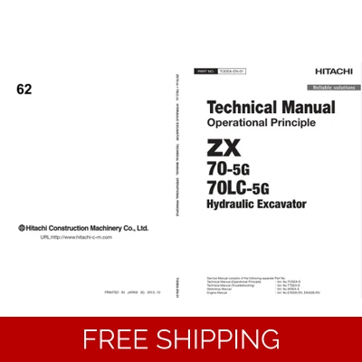 HITACHI ZX70-5G, ZX70LC-5G EXCAVATOR TECHNICAL MANUALS